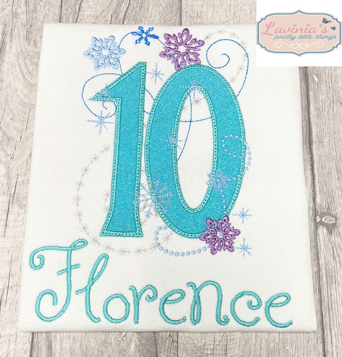Frozen Birthday Embroidered Glitter Number T-Shirt
