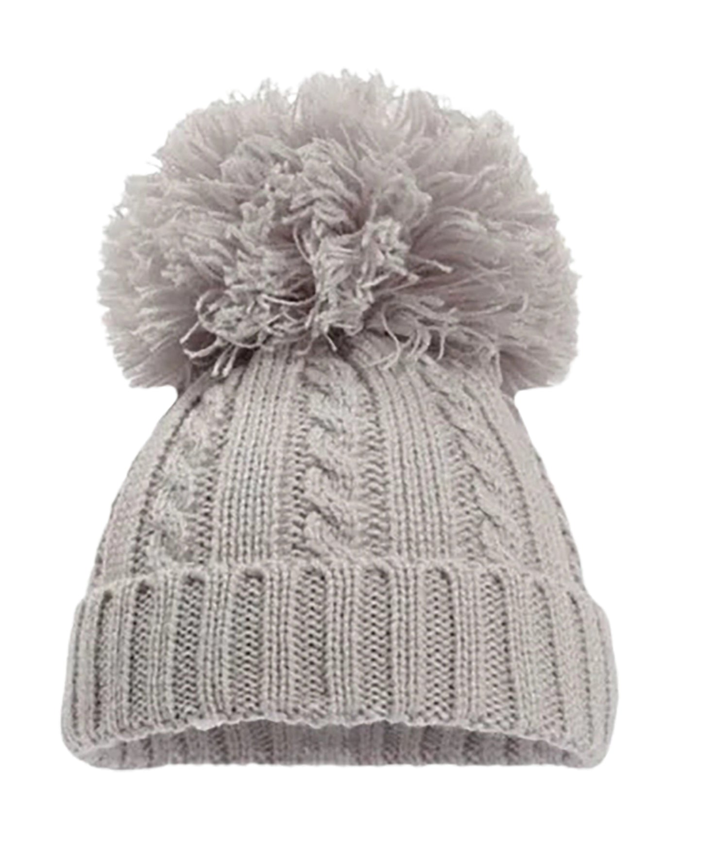 Personalised Babies Grey Cable Knit Hat With Pom Pom