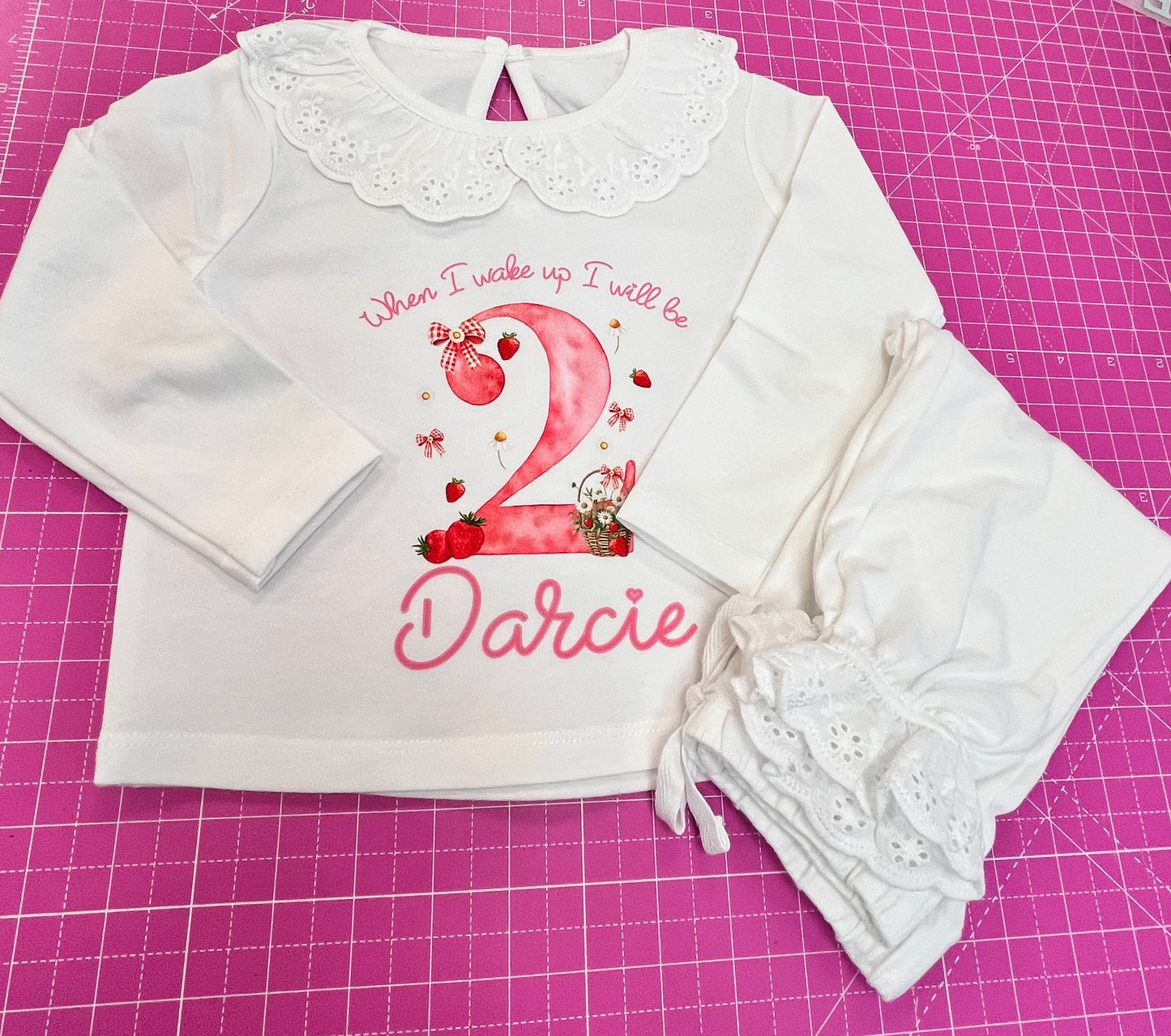 Floral strawberry theme birthday pyjamas