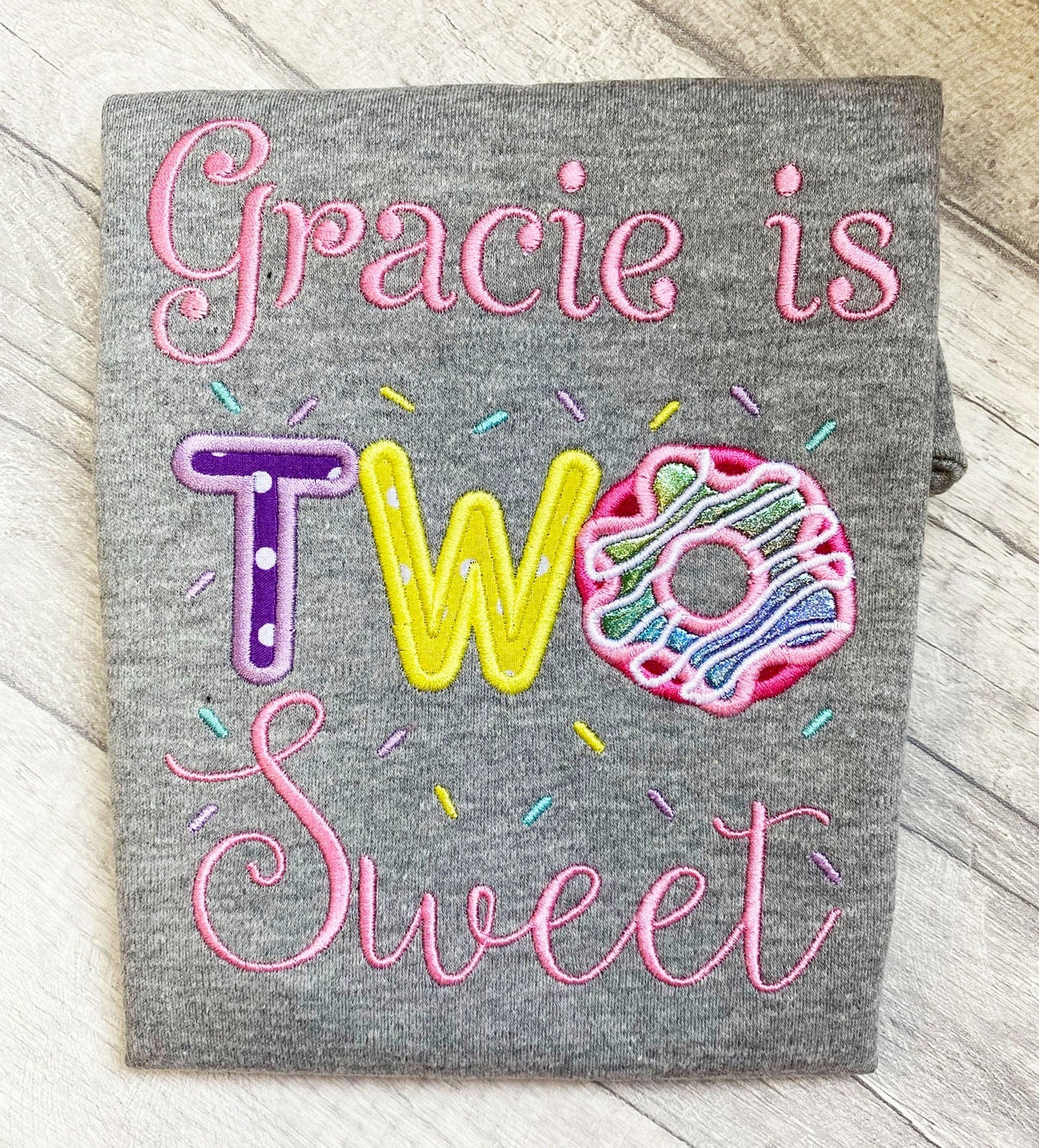 2nd Birthday Two Sweet Embroidered Donut Top