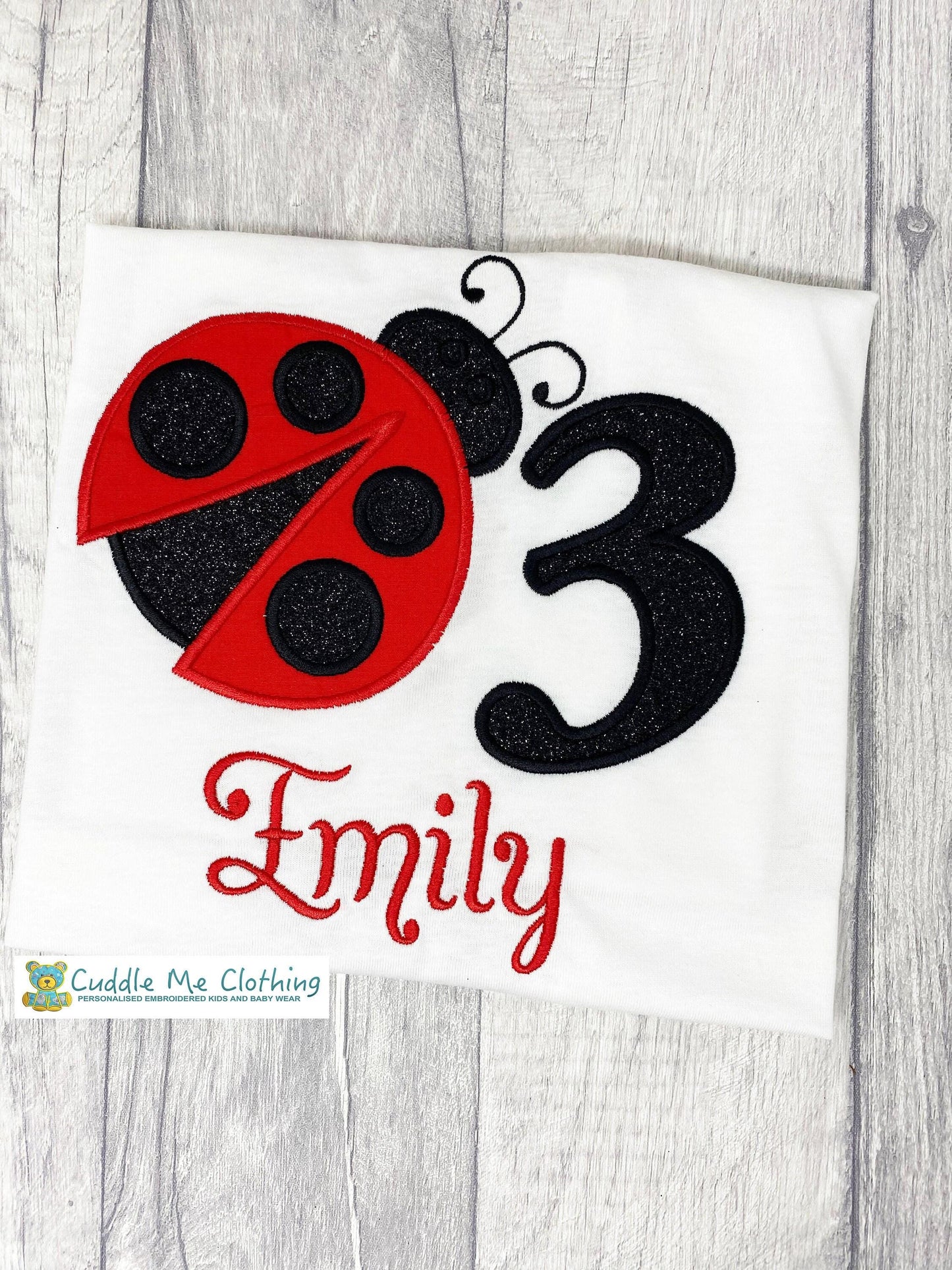 Embroidered Ladybird Birthday T-Shirt