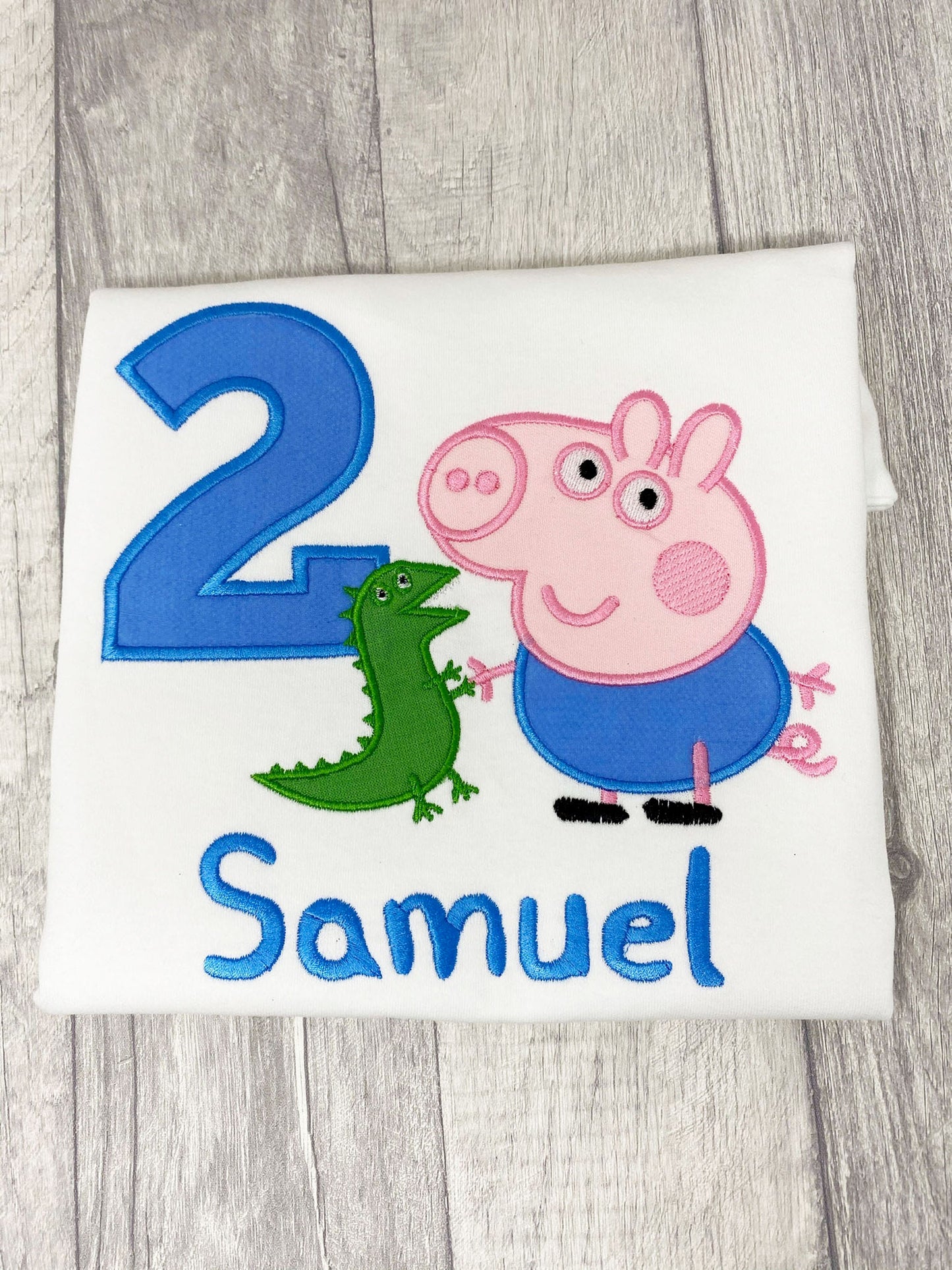 Pink George Pig Dino Embroidered Birthday Number Top
