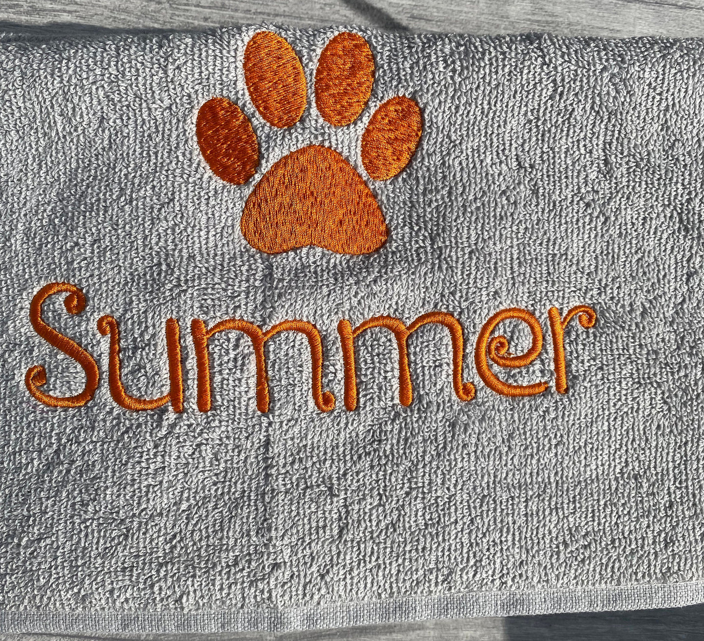 Personalised Puppy Dog Towel, Embroidered Paw Name Towel, Doggie Paw Custom Name, Dog, Puppy Paw Print Custom Name, Gifts For Dogs Cats Pets