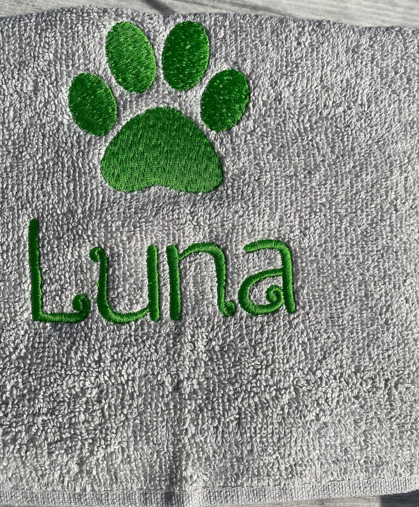 Personalised Puppy Dog Towel, Embroidered Paw Name Towel, Doggie Paw Custom Name, Dog, Puppy Paw Print Custom Name, Gifts For Dogs Cats Pets