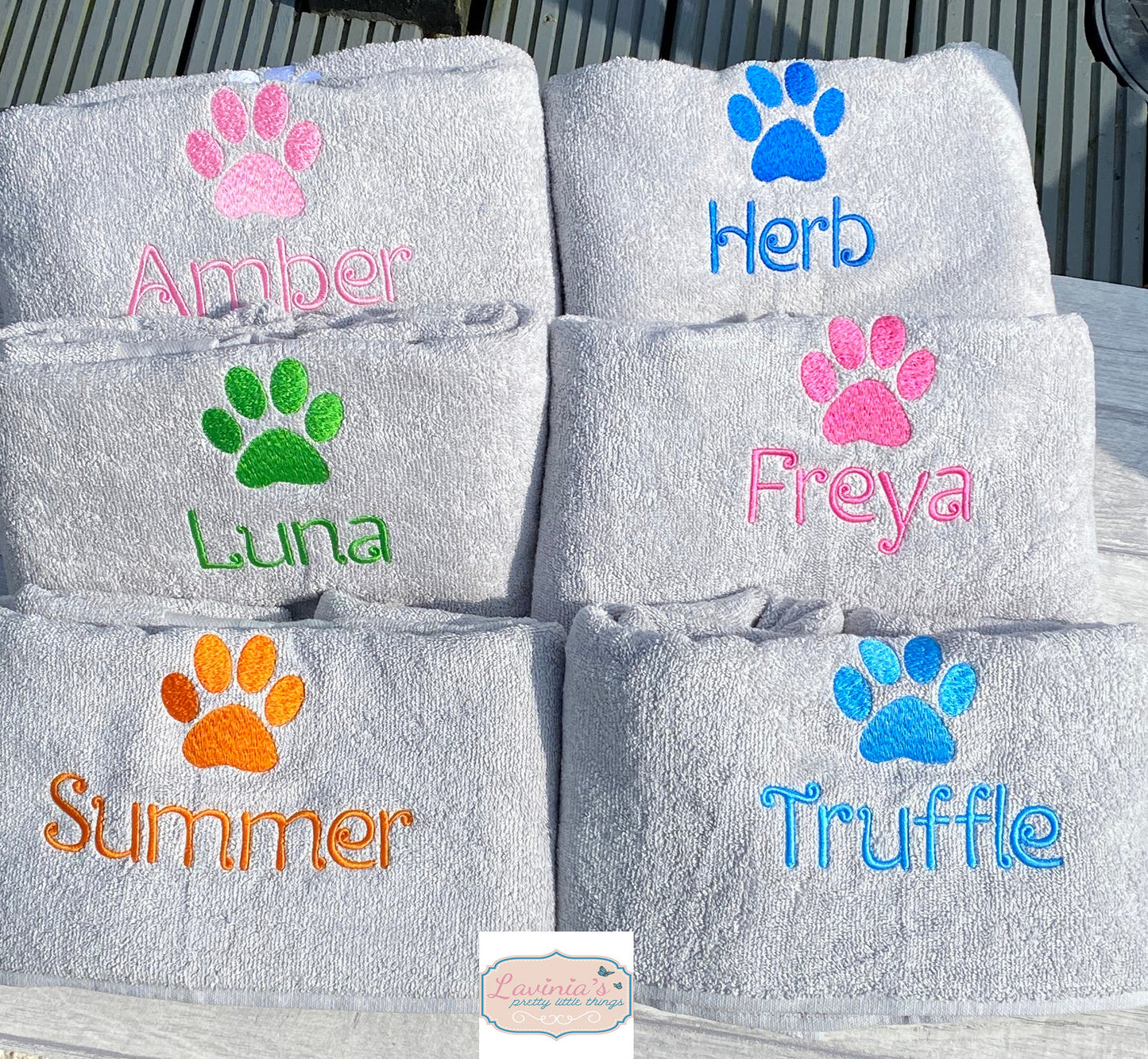Personalised Puppy Dog Towel, Embroidered Paw Name Towel, Doggie Paw Custom Name, Dog, Puppy Paw Print Custom Name, Gifts For Dogs Cats Pets