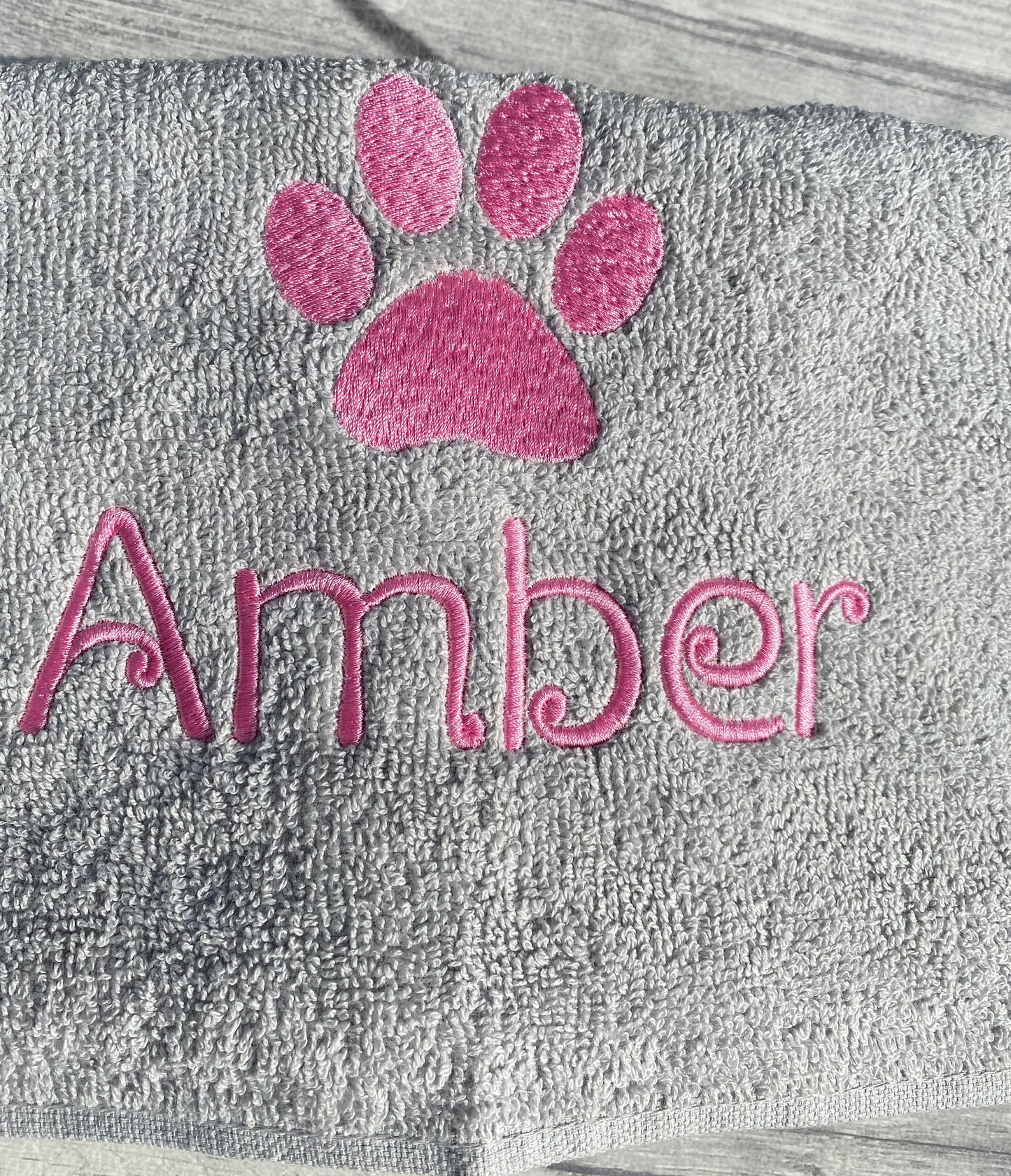 Personalised Puppy Dog Towel, Embroidered Paw Name Towel, Doggie Paw Custom Name, Dog, Puppy Paw Print Custom Name, Gifts For Dogs Cats Pets