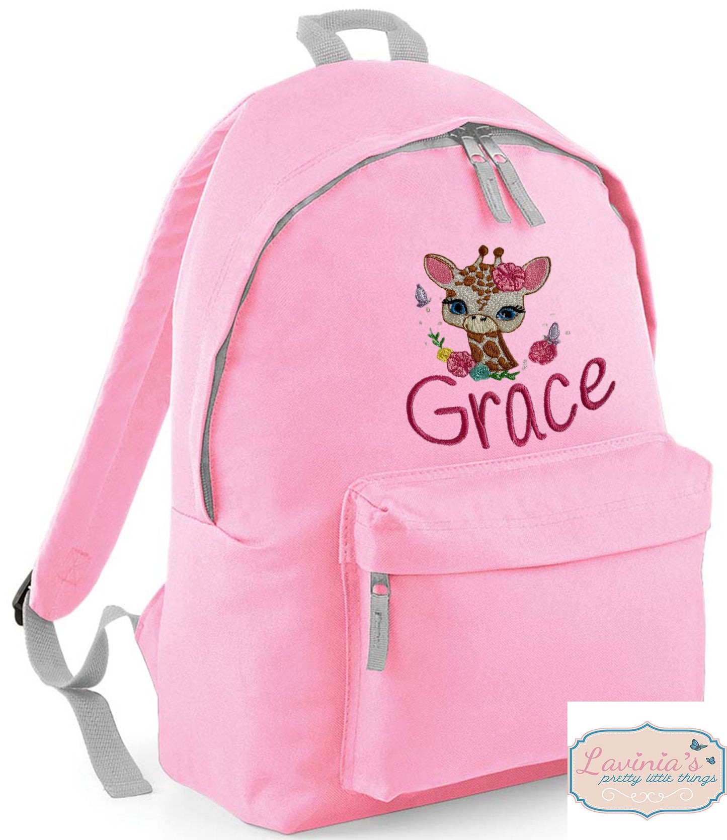 Giraffe Animal Backpack, Personalised Embroidered Back to School Bag
