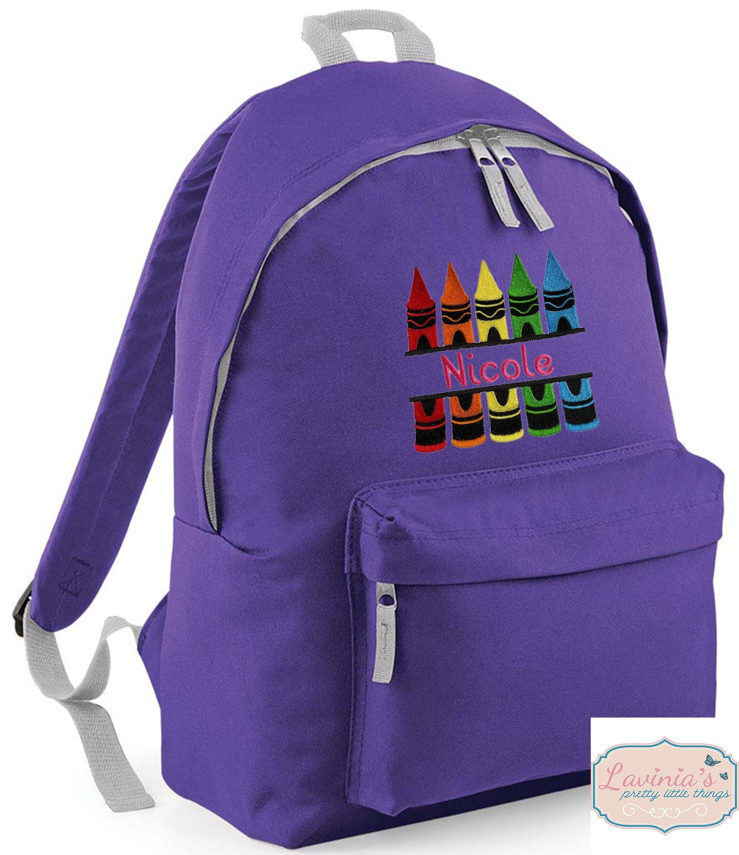 Crayon Backpack, Personalised Embroidered Crayon Bag