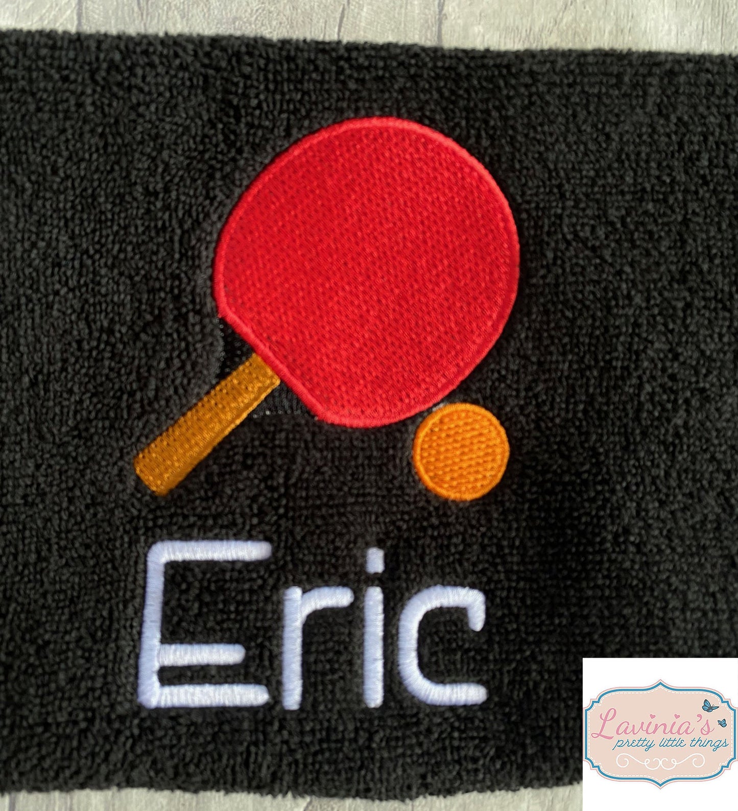 Table Tennis Embroidered Towel