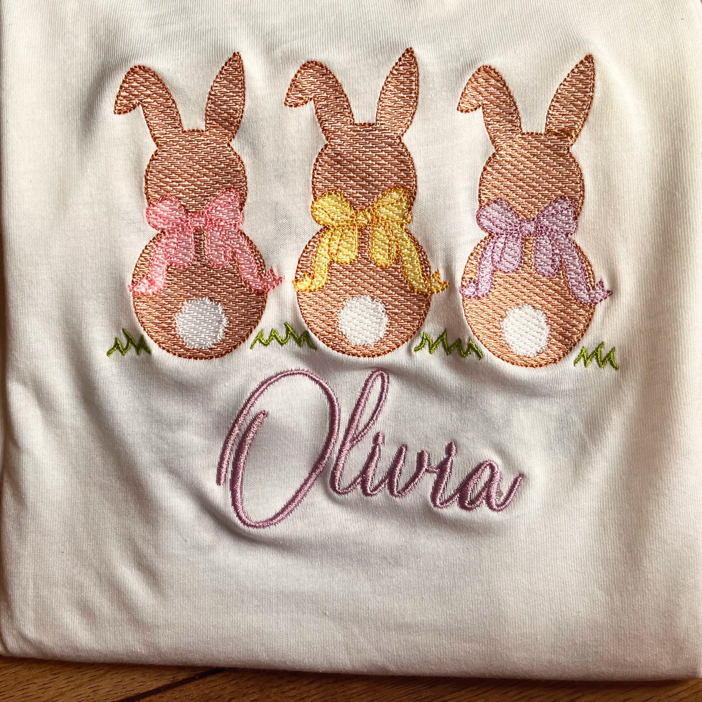 Personalised Embroidered Easter bunny T-Shirt | Easter Holiday Shirt | Kids Personalised Rabbit T-Shirt