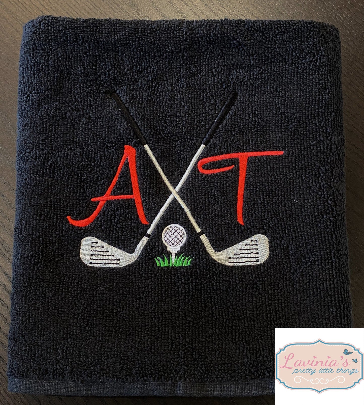 Golf towel embroidered with name