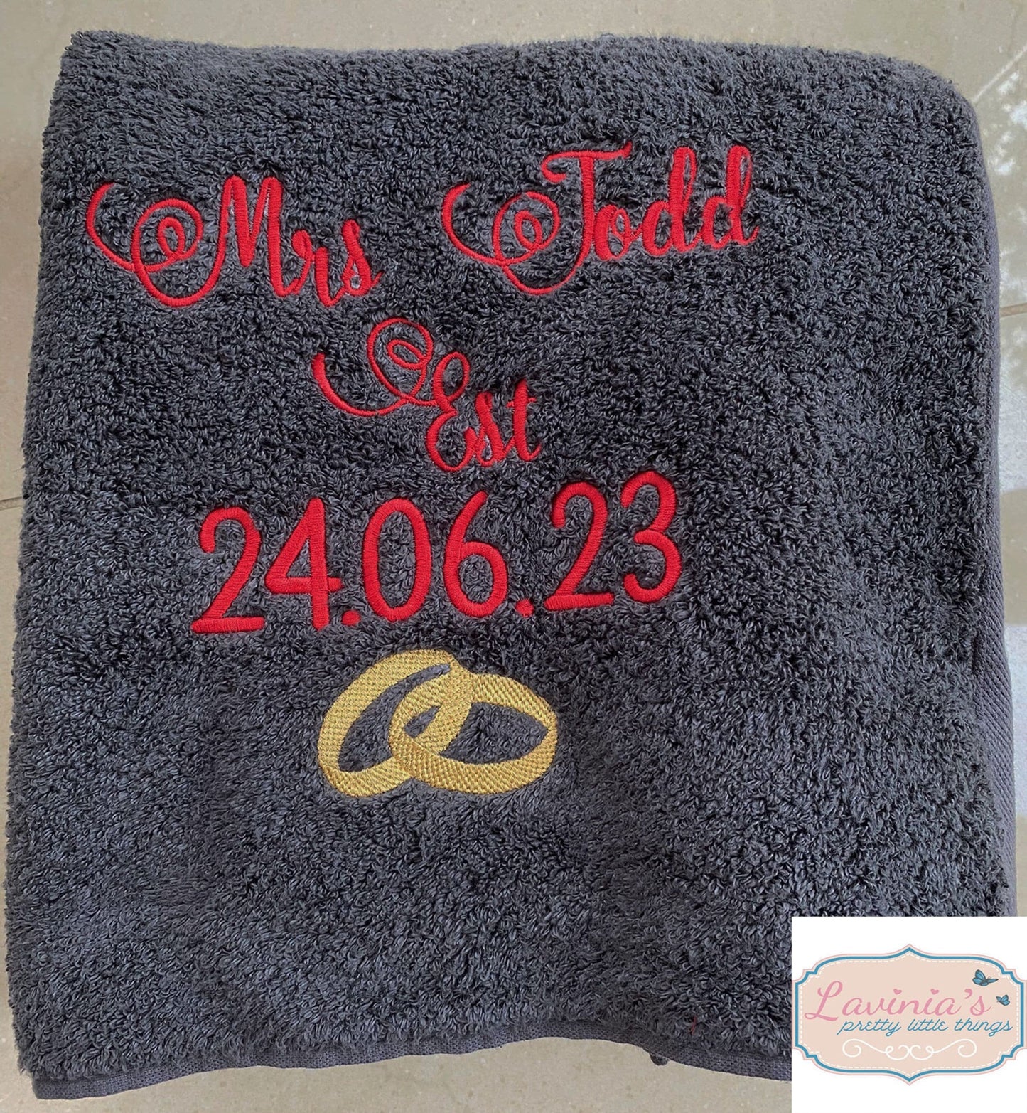 Personalised embroidered wedding towels