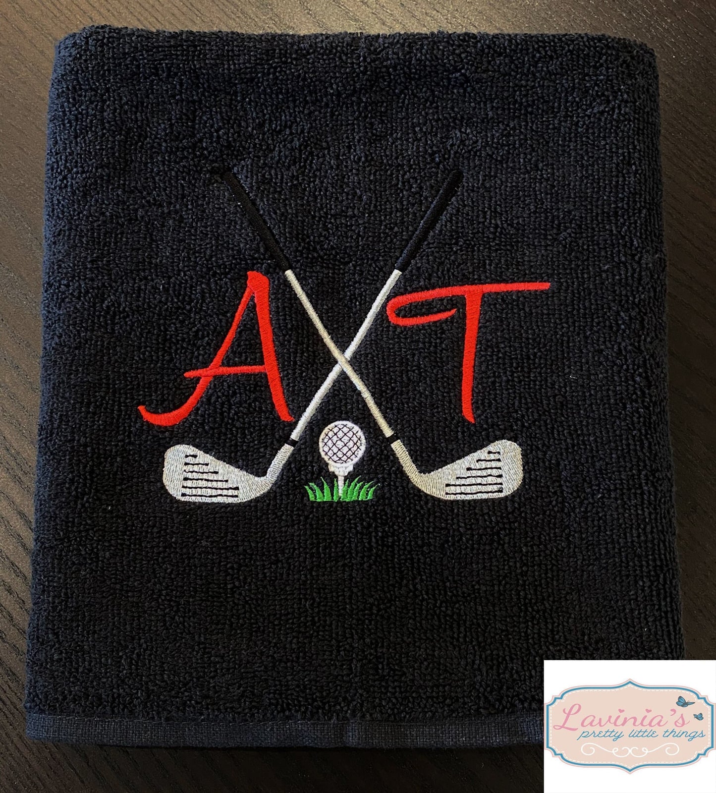 Golf towel embroidered with name