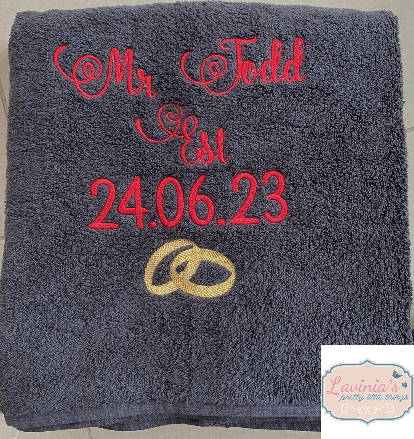 Personalised embroidered wedding towels