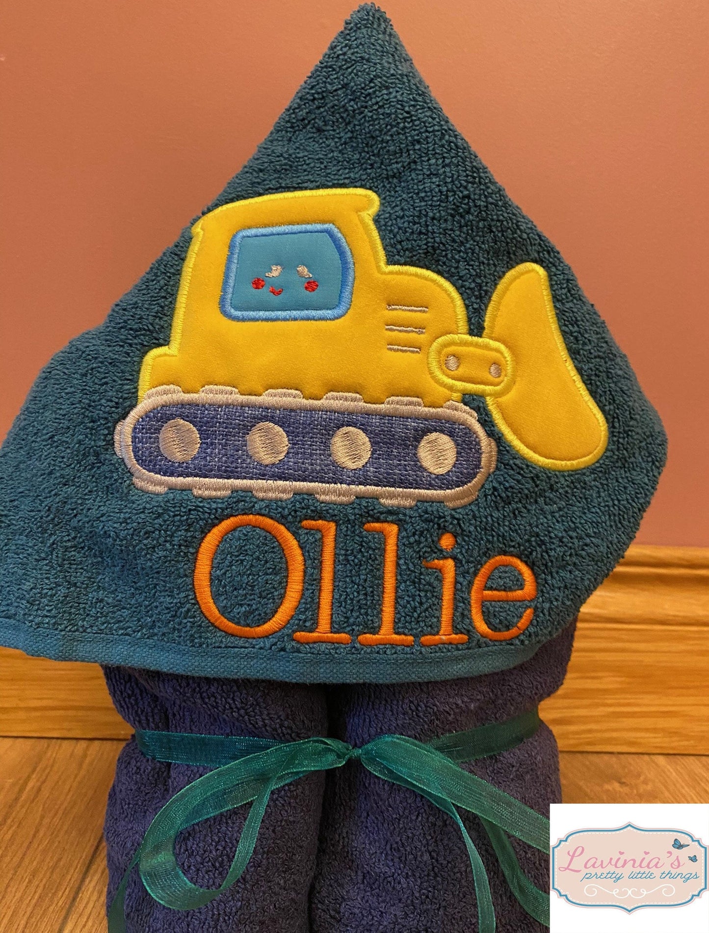 Yellow digger hooded towel