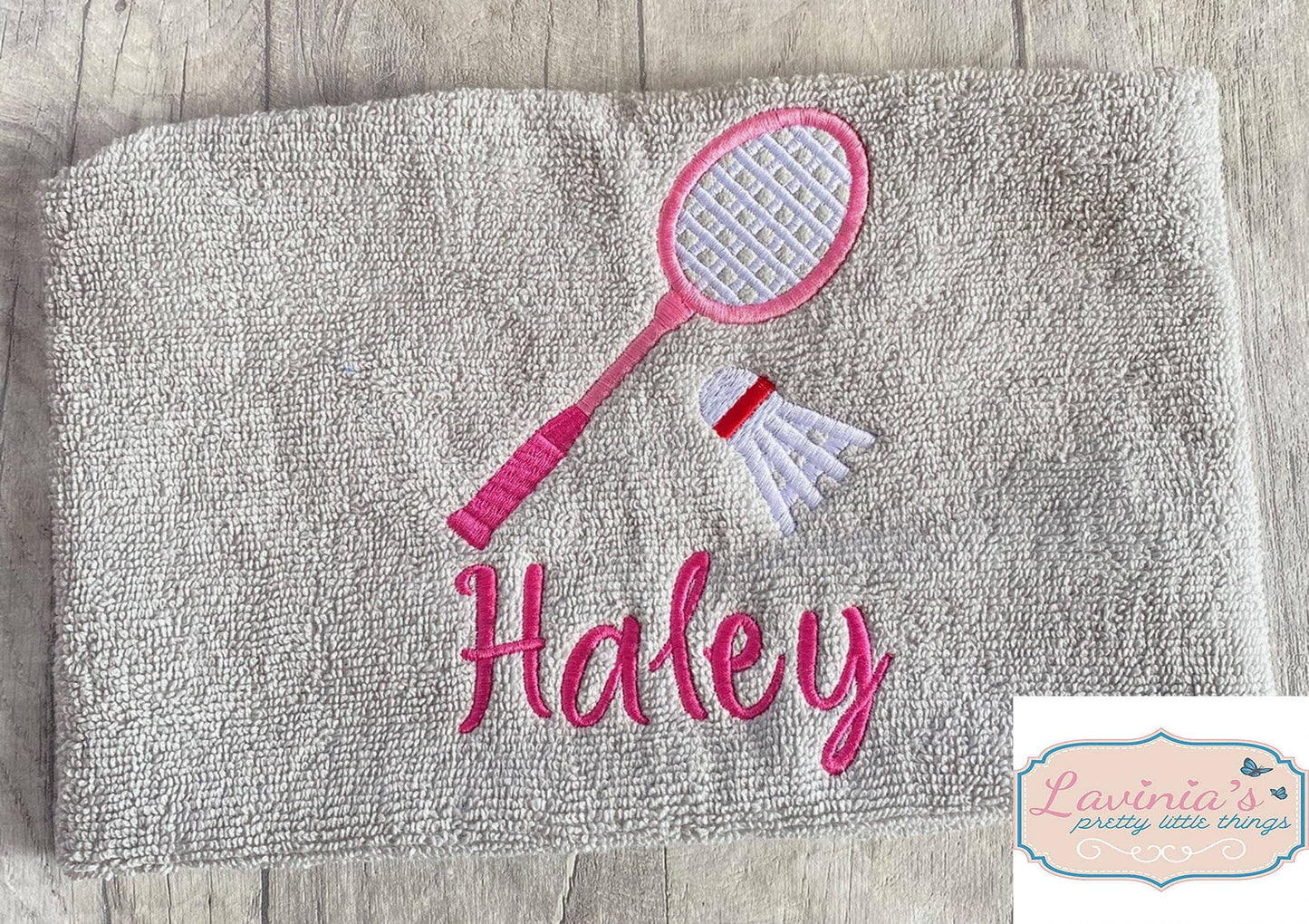 Embroidered Badminton racket towel with personalisation