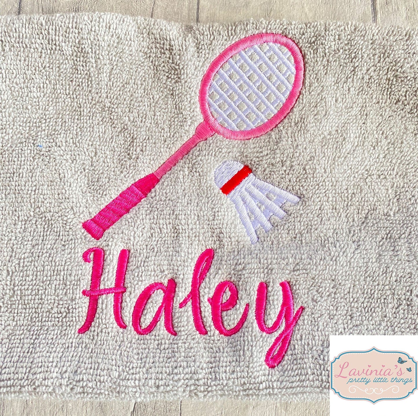Embroidered Badminton racket towel with personalisation