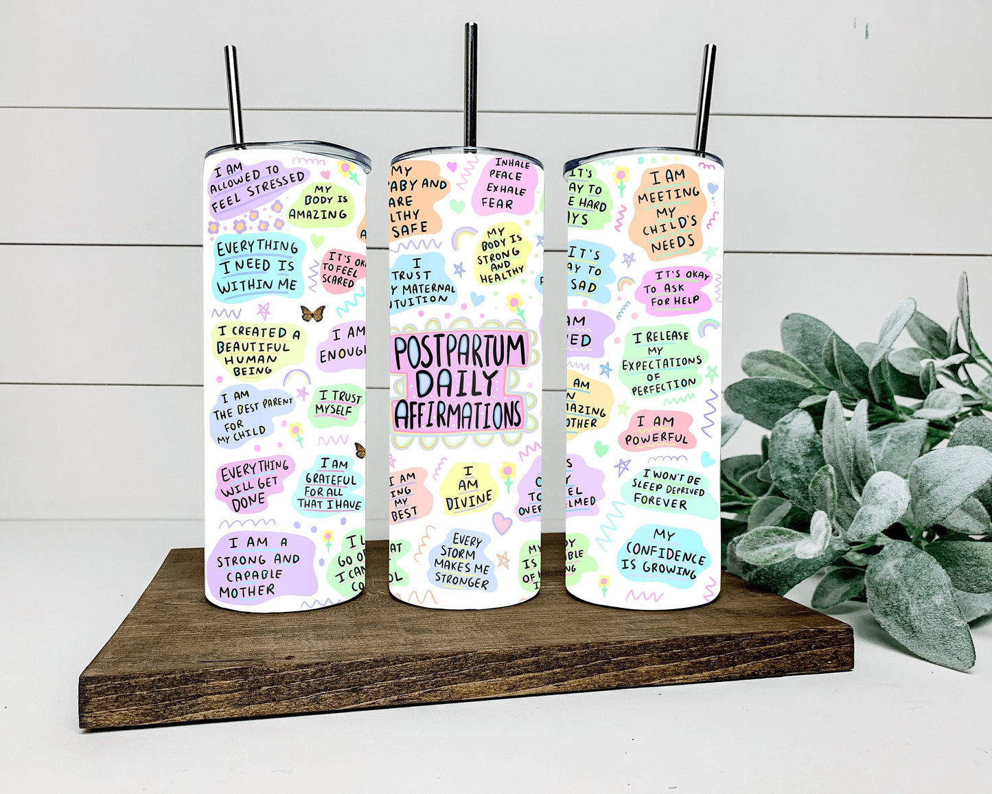 Postpartum affirmations tumbler