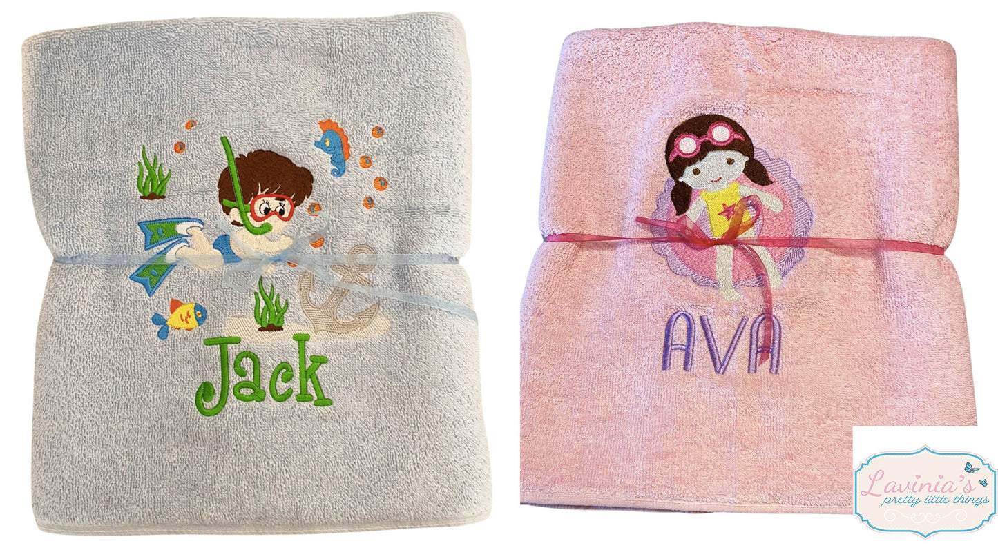 Personalised Girls, Boys Swimming Towel