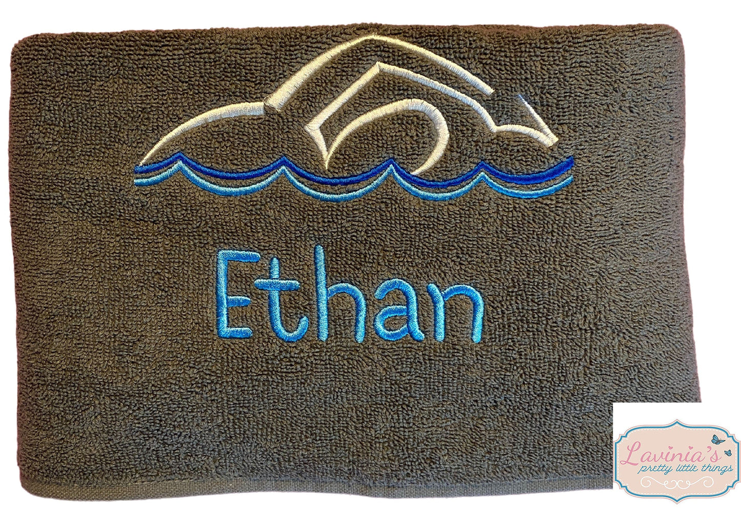Personalised Swimming Towel, Embroidered