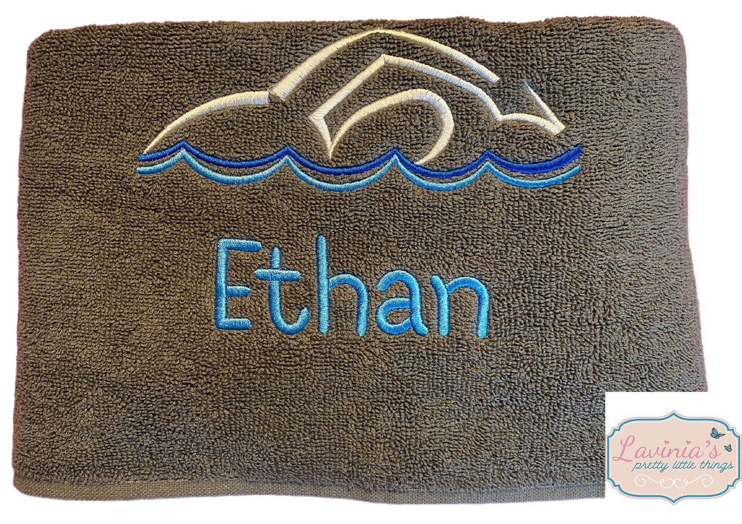 Personalised Swimming Towel, Embroidered