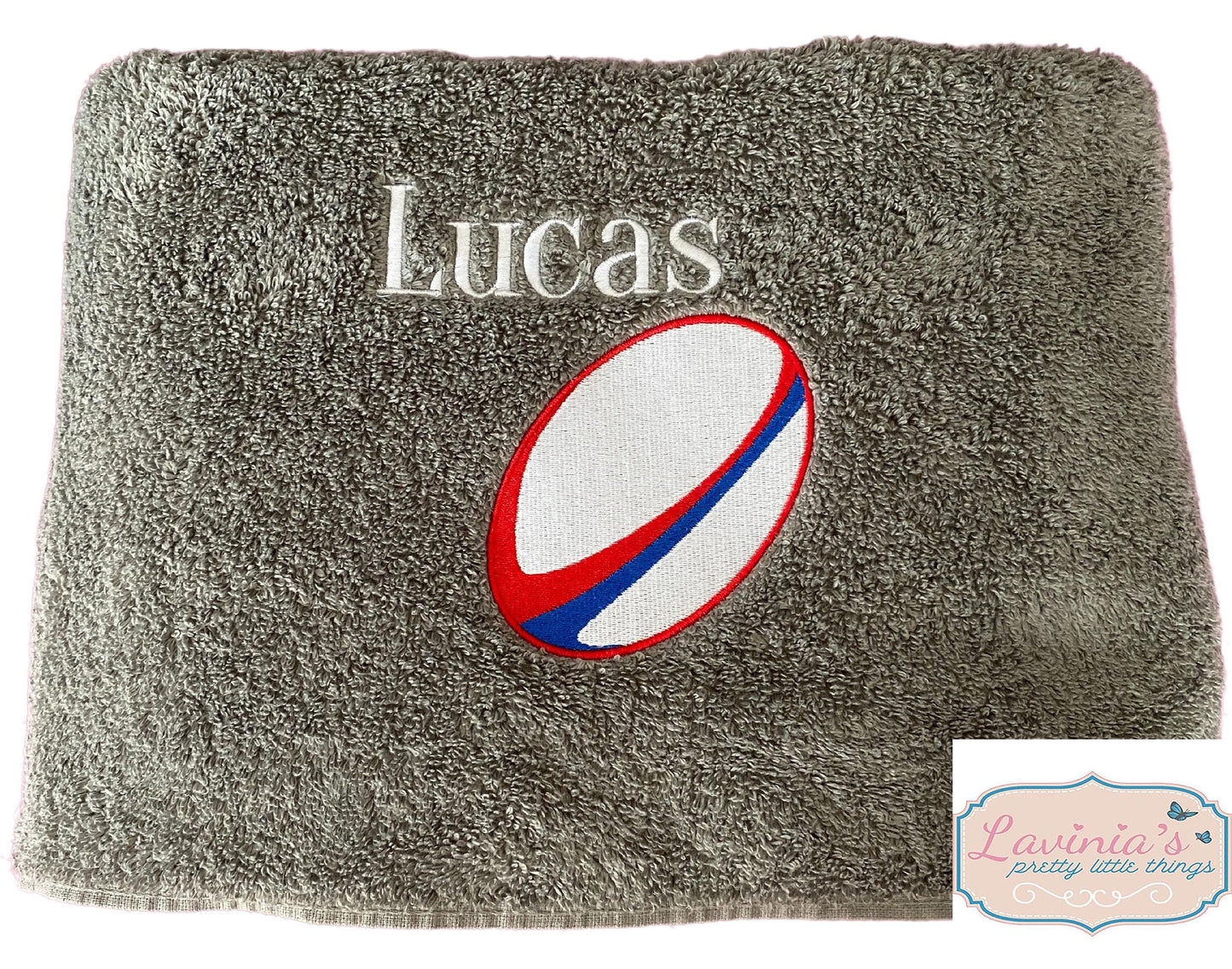 Rugby Ball Embroidered Sports Towel