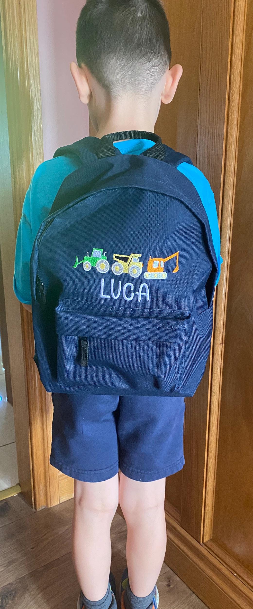 Digger BackpackEmbroidered Back to School Bag