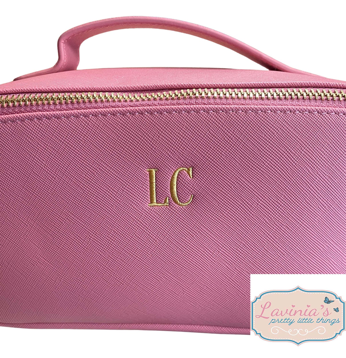 Embroidered Initial Makeup Bag, Personalised Makeup Pouch, Open Flat Initial Case, Valentines Gifts
