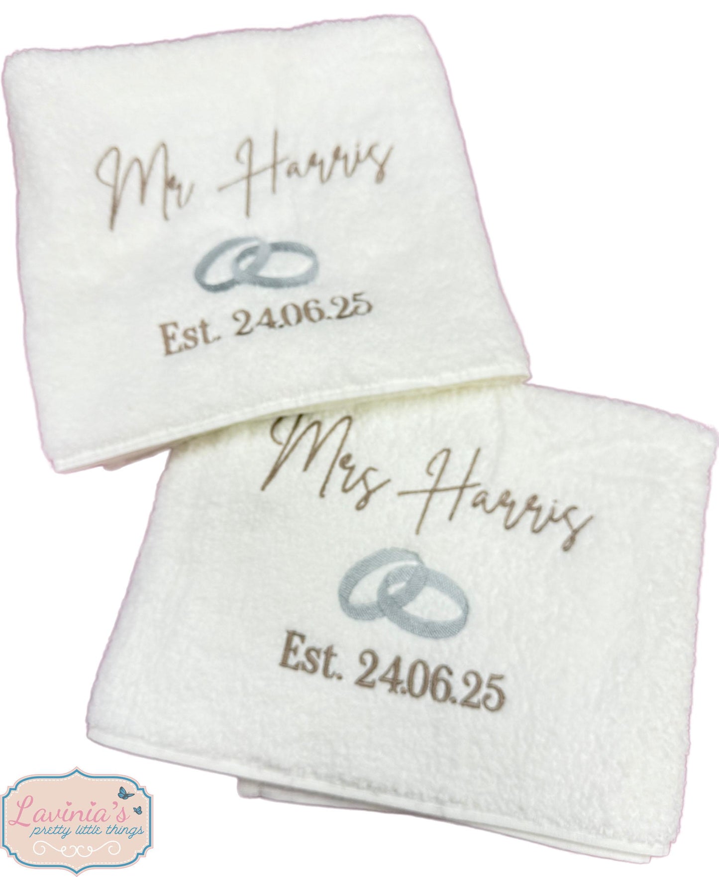 Personalised Wedding embroidered Gift Towels