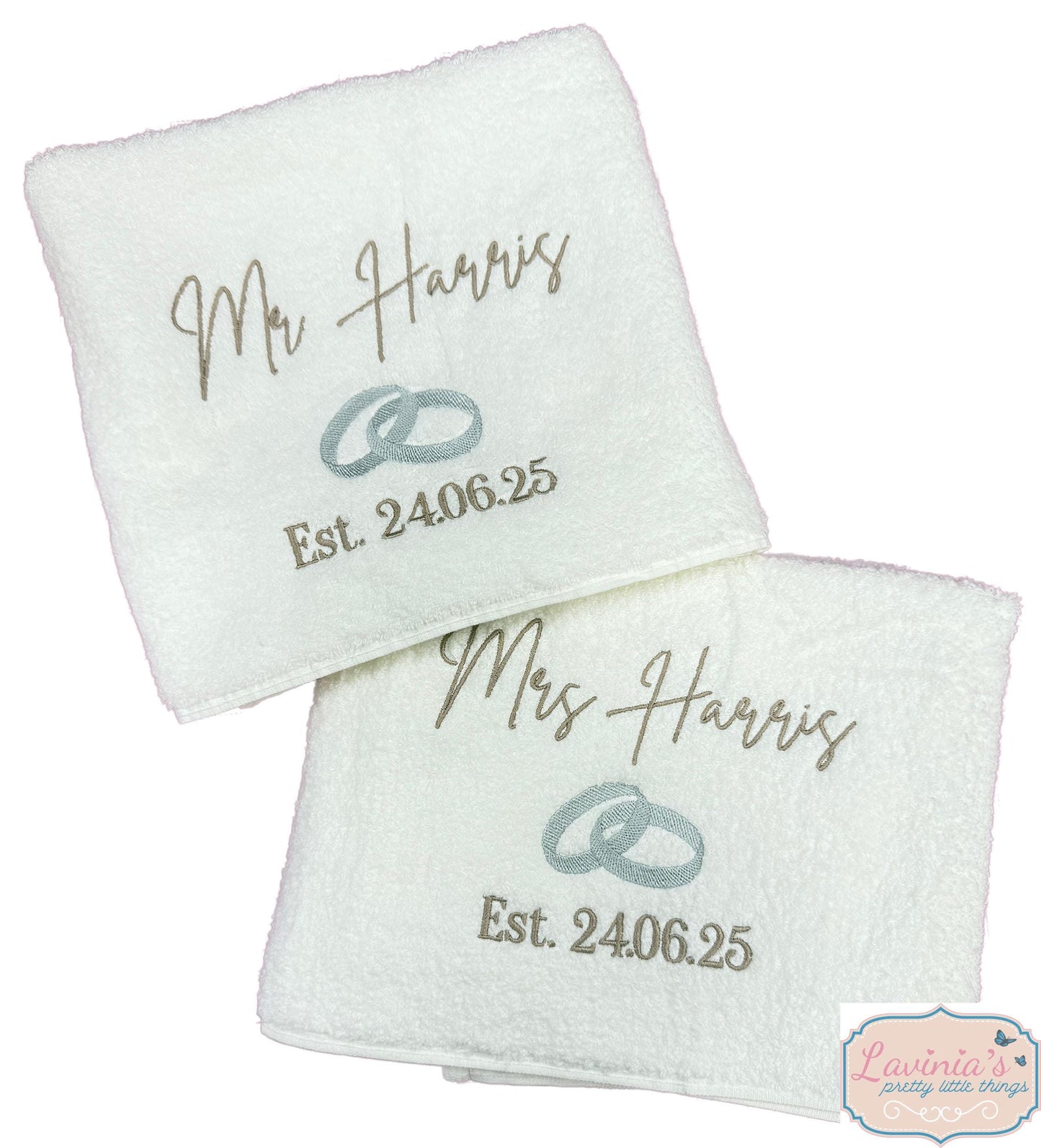 Personalised Wedding embroidered Gift Towels