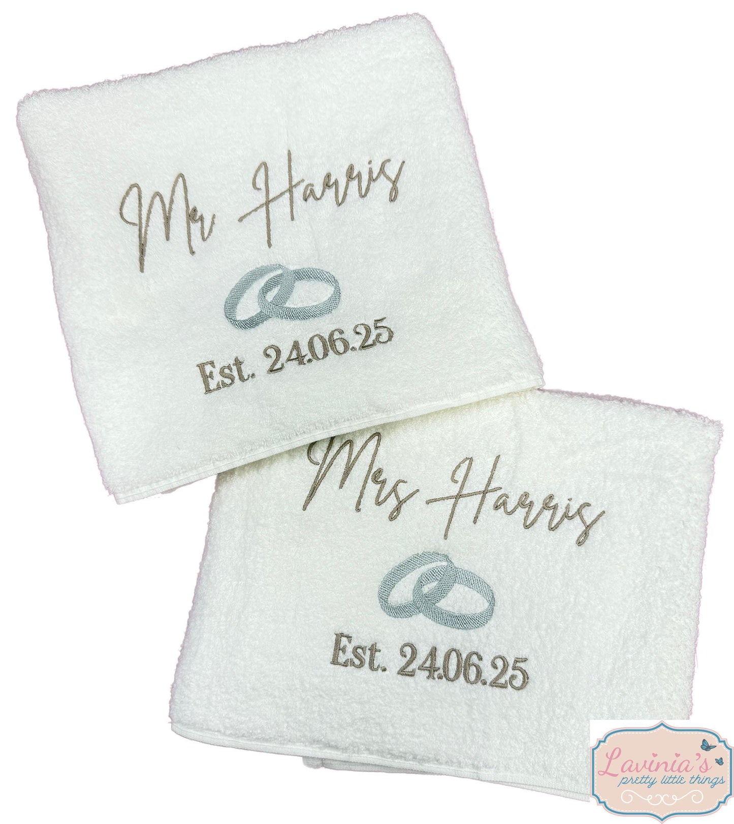 Personalised Wedding embroidered Gift Towels