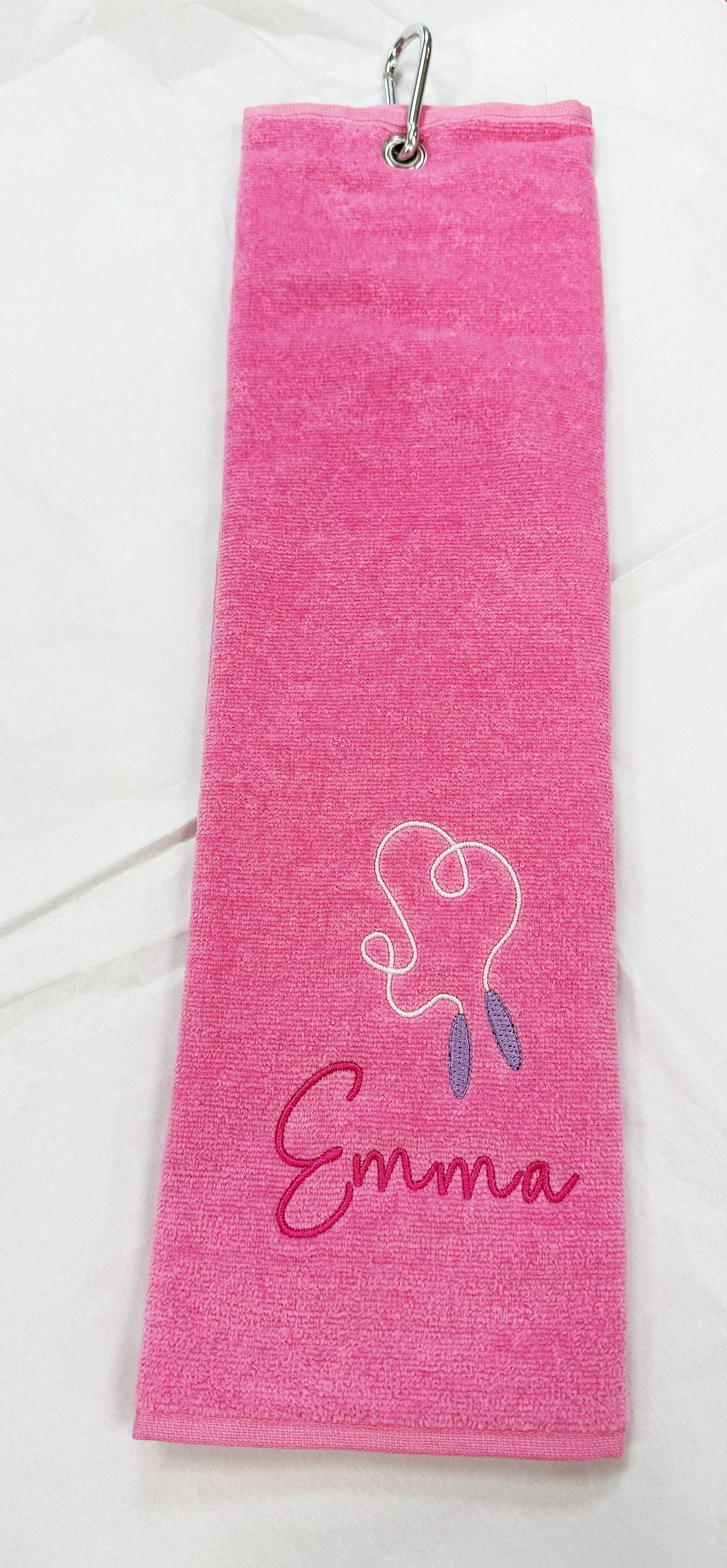 Personalised Skipping Gym Towel, Embroidered Skipping Rope Gym Trifold Towel, Velour Towel, Girl Gym Towel, Custom Name, Gifts for women