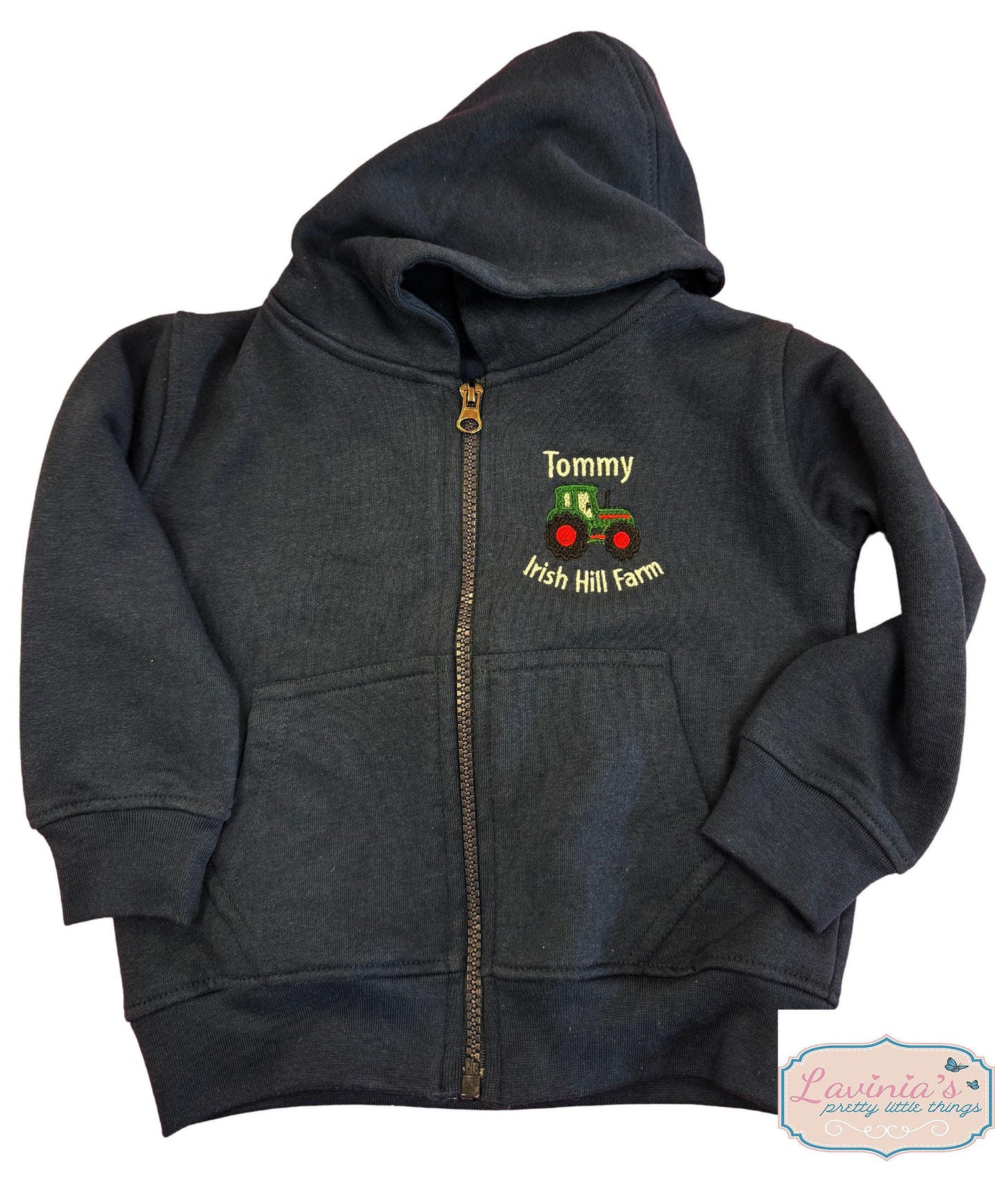 Personalised Tractor Zip Up Hoodies Kids