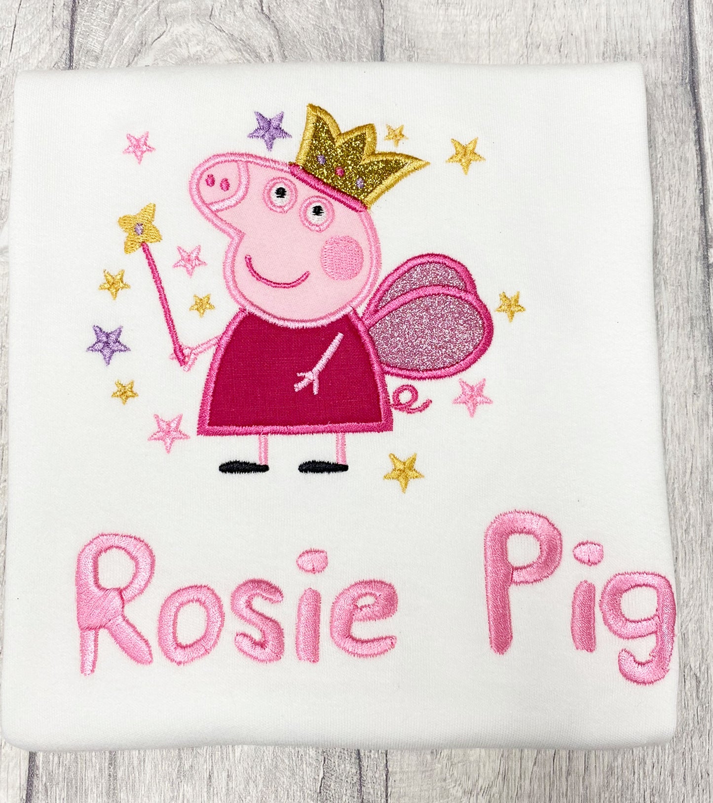 Personalised Birthday Kids Pink Pig Number T-Shirt, Embroidered T-Shirt