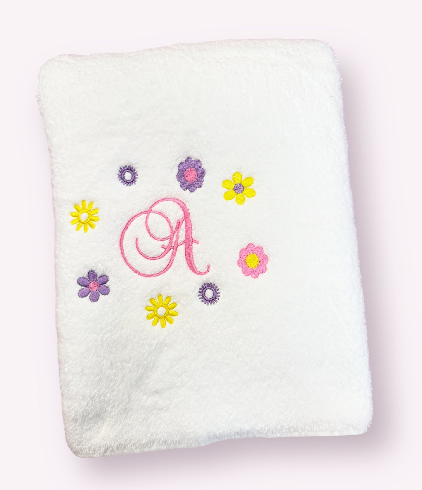 Personalised Girls Embroidered Initial Monogram Flower Swimming Towel