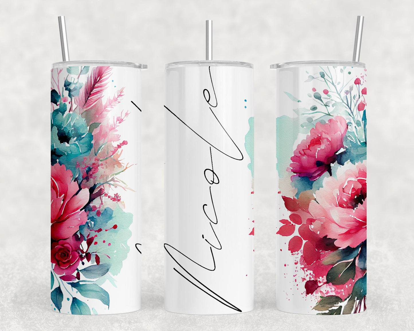 Pink floral tumbler