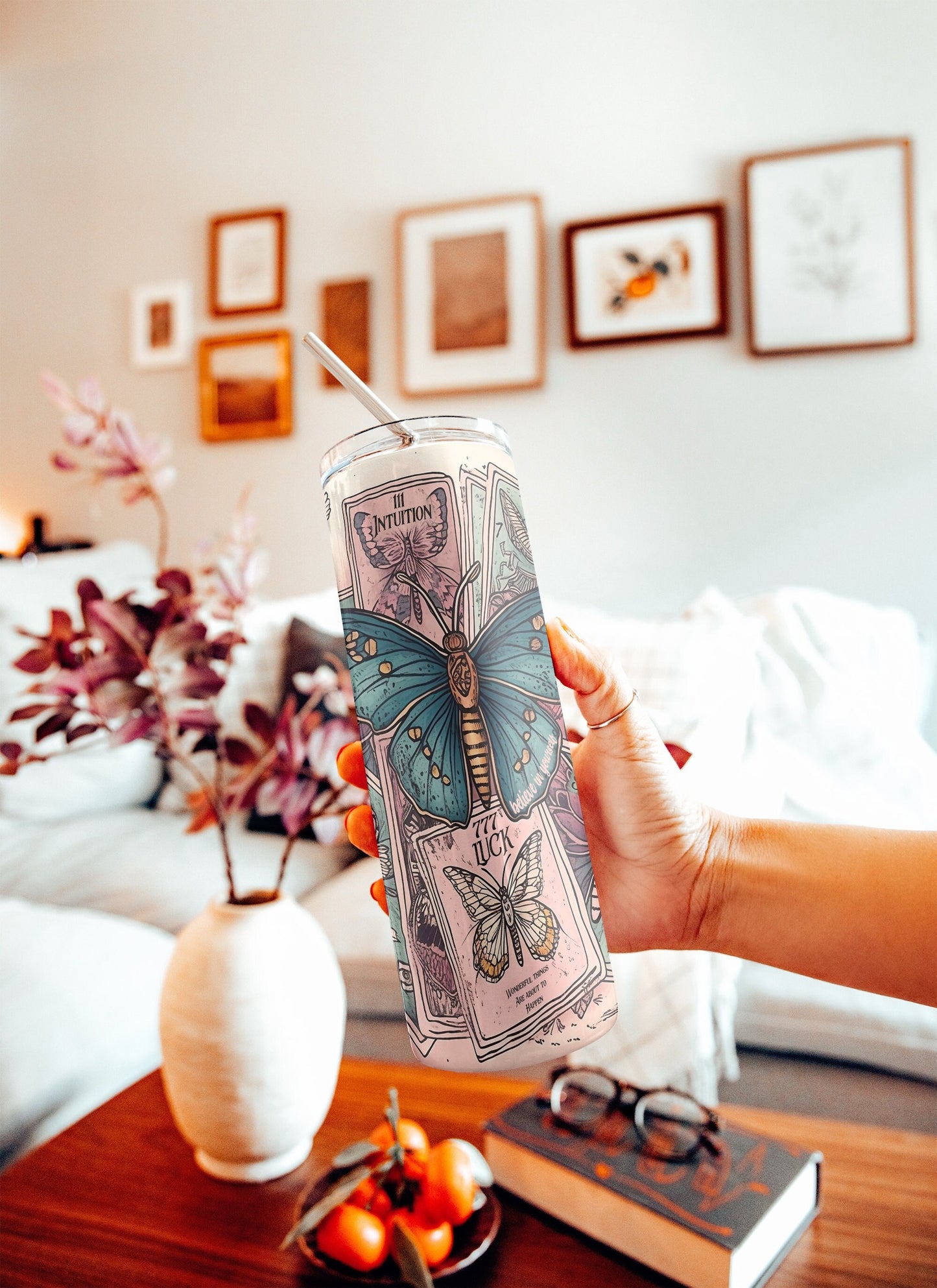 Butterfly Moth Tarot Card Tumbler