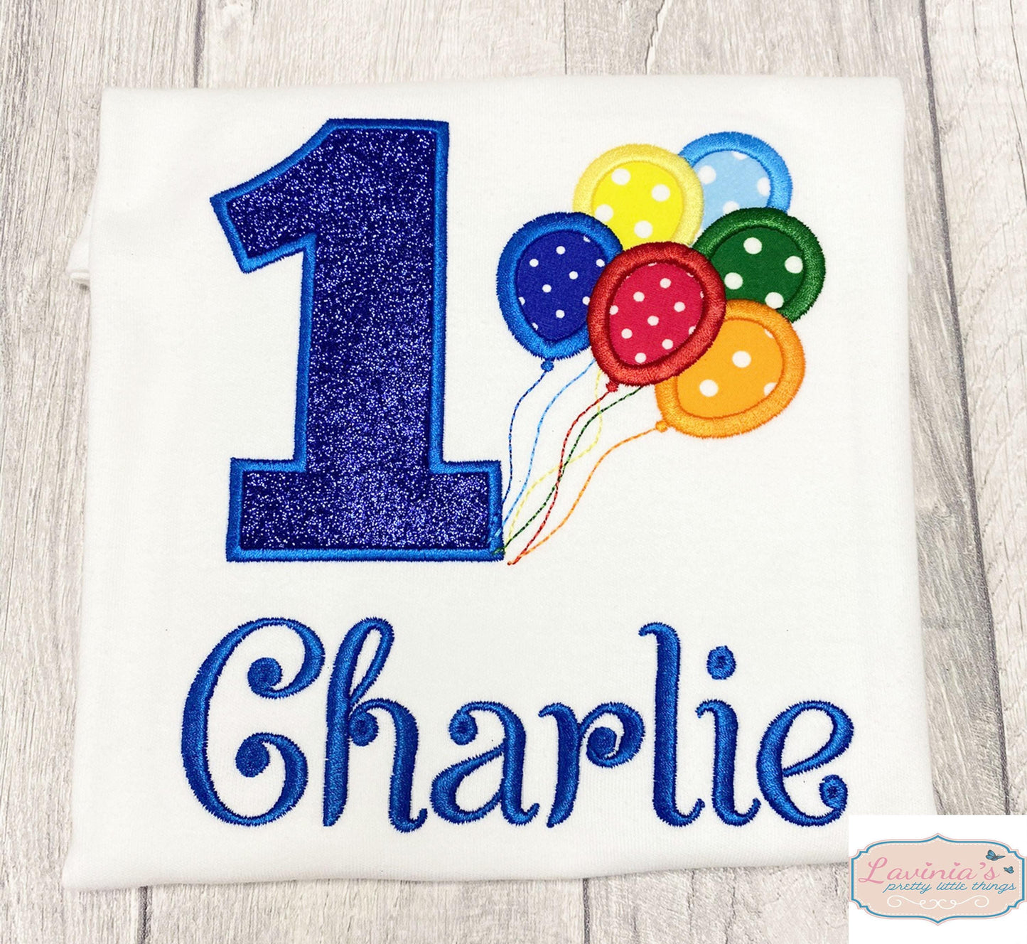 Balloon Glitter Number Embroidered Top