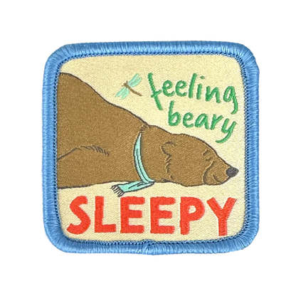 a patch with the words feeling beary on it