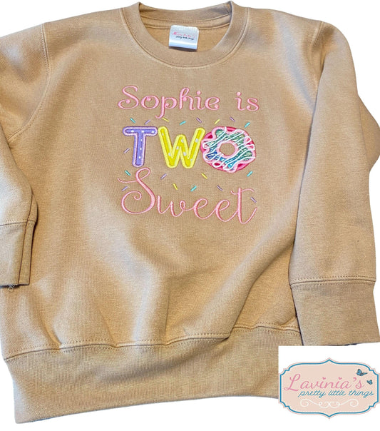 girls-personalised- donut-im-two-sweet-sweatshirt