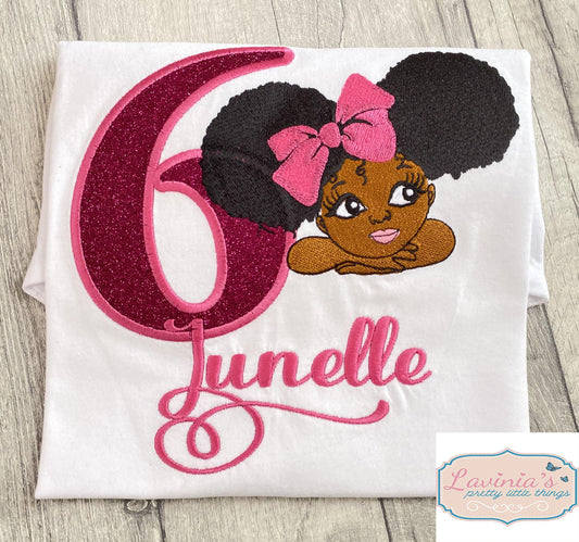 afro hair birthday girl t-shirt