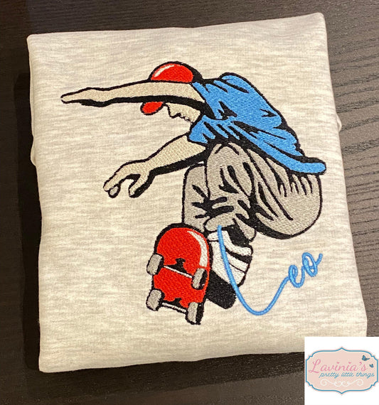 Skateboarding T-Shirt Embroidered Top for Boys or Girls