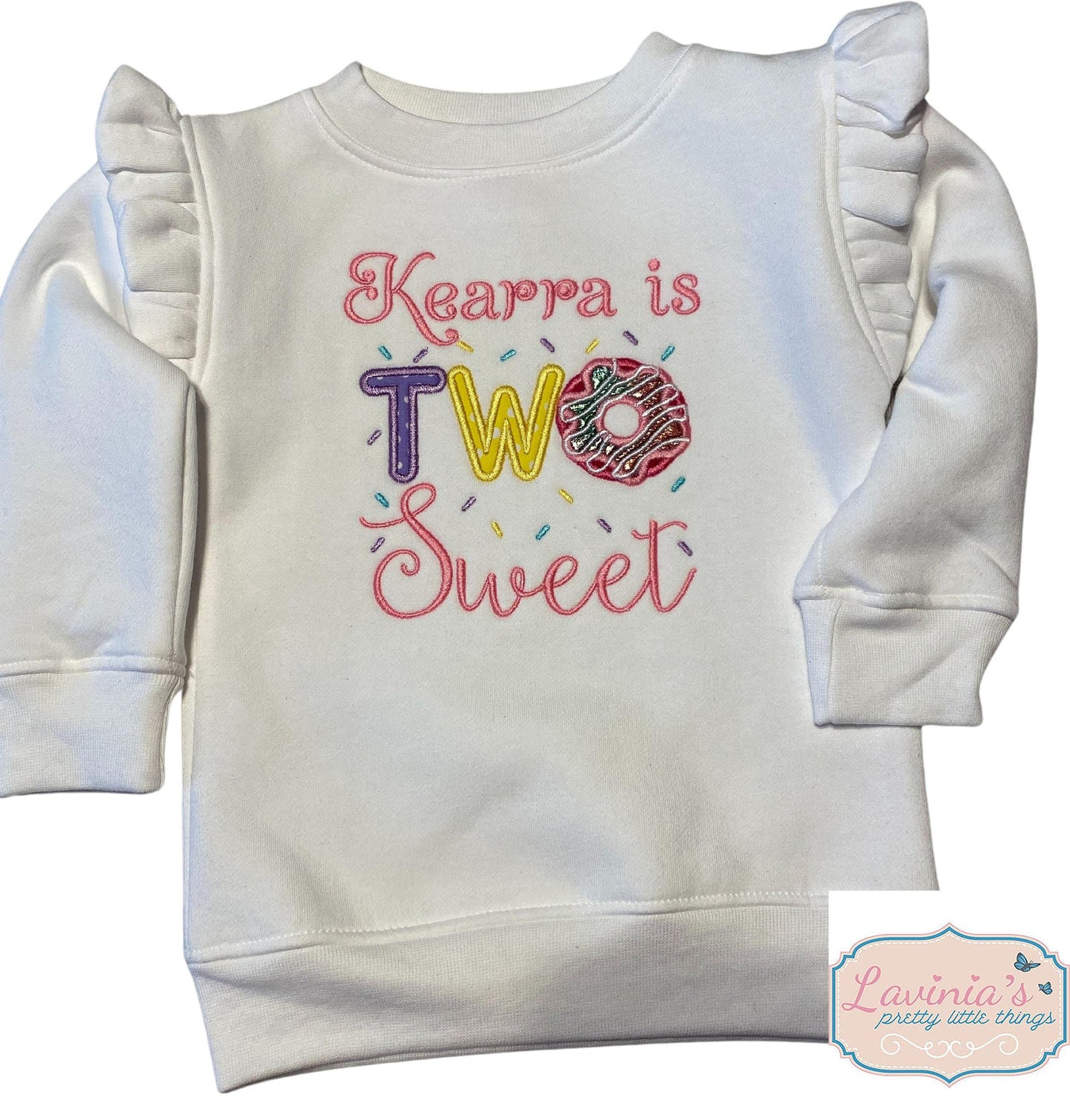 2nd Birthday Two Sweet Embroidered Donut Top