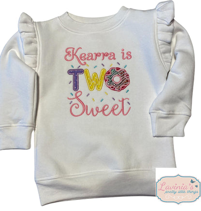 2nd Birthday Two Sweet Embroidered Donut Top