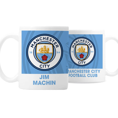 two mugs with manchester city logos on them