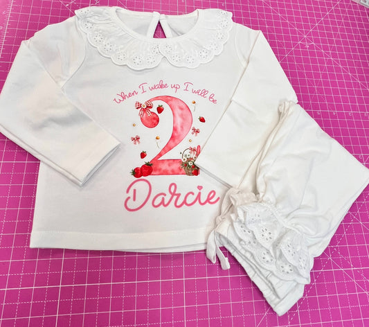 Floral strawberry theme birthday pyjamas