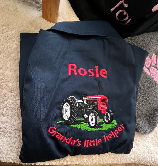 Personalised childrens tractor overalls