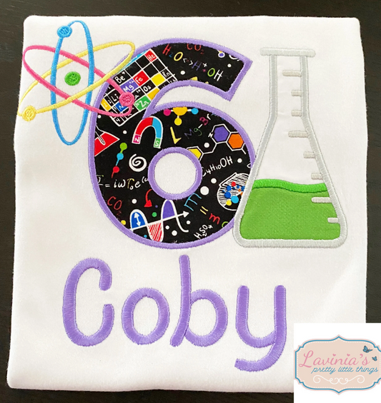 Science theme birthday t-shirt