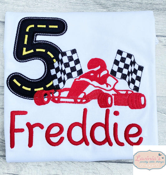Go-Kart T-Shirt Custom Embroidered Birthday Gift