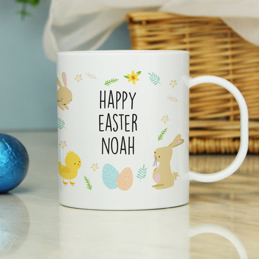 a coffee mug that says happy easter noah